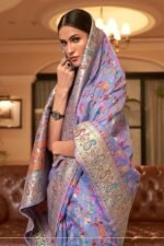 Women's Kanjivaram Pure Soft Silk Handloom Saree Pure Golden Zari With Blouse Piece - Image 4